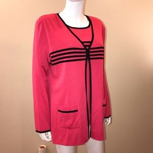 Misook 2 Piece Matching Jacket & Tank Top Fuschia